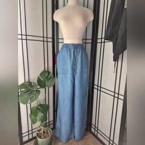 Lands' End Women's Light Blue Wide Leg Jeans